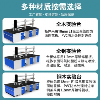 全鋼實驗臺工作臺化學試驗桌鋼木中央臺邊臺通風櫥柜化驗室操作臺