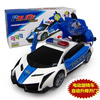 抖音同款自動升降開門車模型電動萬向燈光音樂360°旋轉(zhuǎn)兒童玩具車
