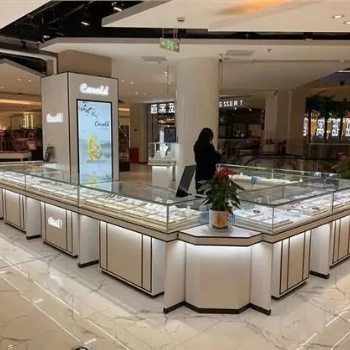 不銹鋼珠寶展柜制作廠家 鋼琴木質烤漆珠寶展示柜訂制