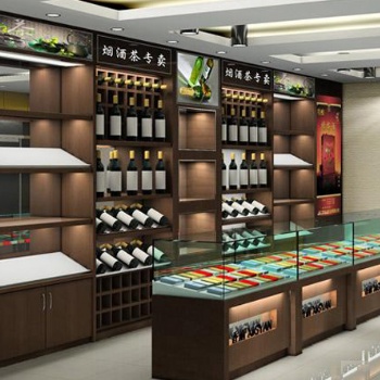 濟南酒水展柜制作煙酒展柜制作煙酒專賣店裝修白酒展示柜柜臺貨架制作茶葉展柜制作公司