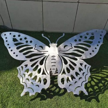 不銹鋼鐵藝蝴蝶雕塑戶外庭院草坪落地擺件公園林景觀工藝品裝飾品