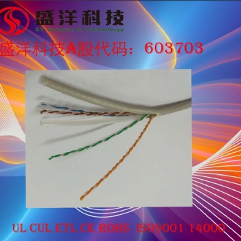 盛洋科技供應高品質純銅導體24AWGUTPCAT六類網絡線