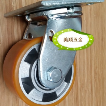 美順4系列4寸壓鑄鋁芯包PU物流機械自動化設(shè)備推車萬向腳輪