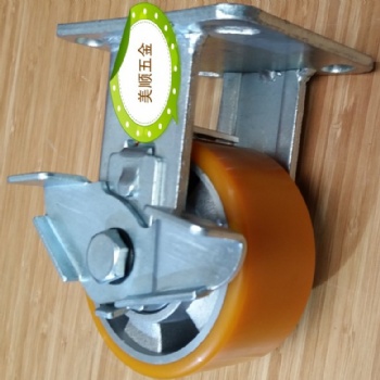 美順3系列4寸重型壓鑄鋁芯PU定向帶側(cè)剎車物流機械設(shè)備腳輪