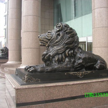 大型匯豐趴獅銅雕塑銀行公司門口動物落地擺件鑄銅獅子廠家定制