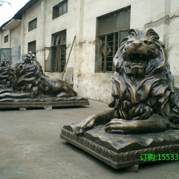 歐式匯豐銀行鑄銅獅子一對動物鑄銅雕塑公司別墅院子門口落地擺件