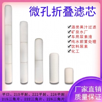 折疊濾芯微孔PP膜聚四氟聚醚砜飲料酒水過濾衛(wèi)生級精密過濾濾芯