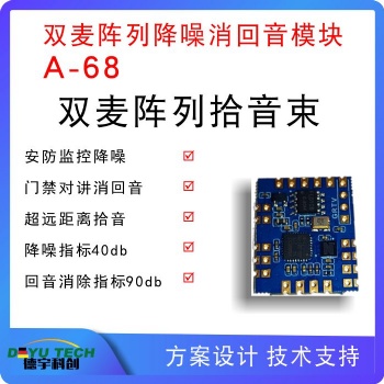 雙麥定向拾音束回音消除及遠(yuǎn)場拾音降噪模塊 A-68